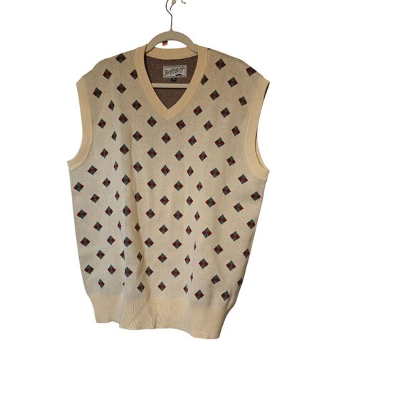 Bogey Boys Men's XL Beige Golf Argyle Sleeveless Sweater Vest Athletic‎ Comfy - Picture 2 of 6